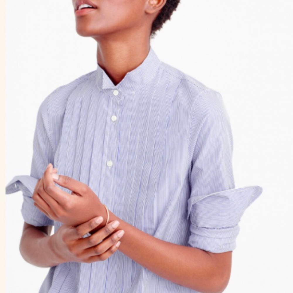 Jcrew Thomas Mason Pleated Button Front Shirt Sz 2 - Picture 1 of 8